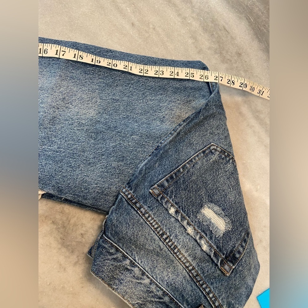 PacSun Ultra High Rise Slim Distressed Medium Wash Denim Button Jeans Size 28 - Picture 5 of 11